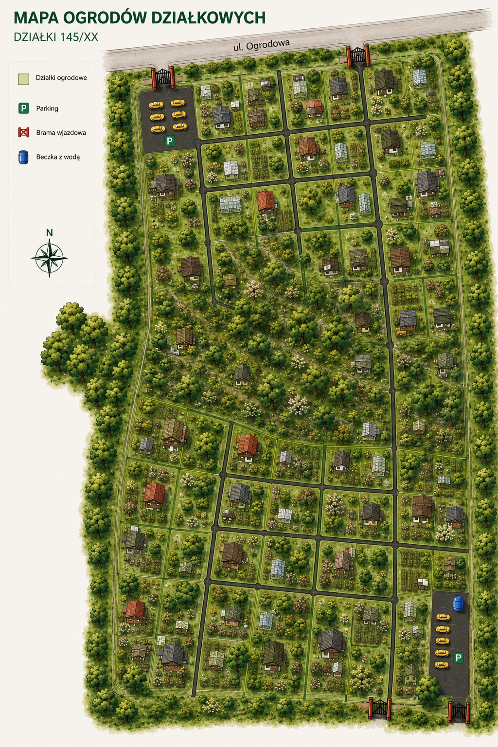 Mapa ogrodów działkowych Montinowiec