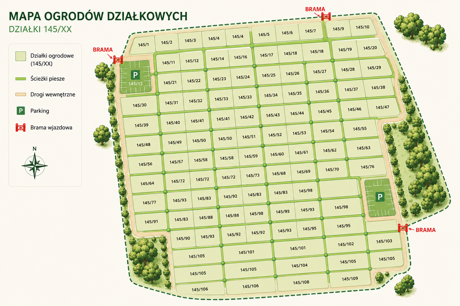Mapa ogrodów działkowych Montinowiec