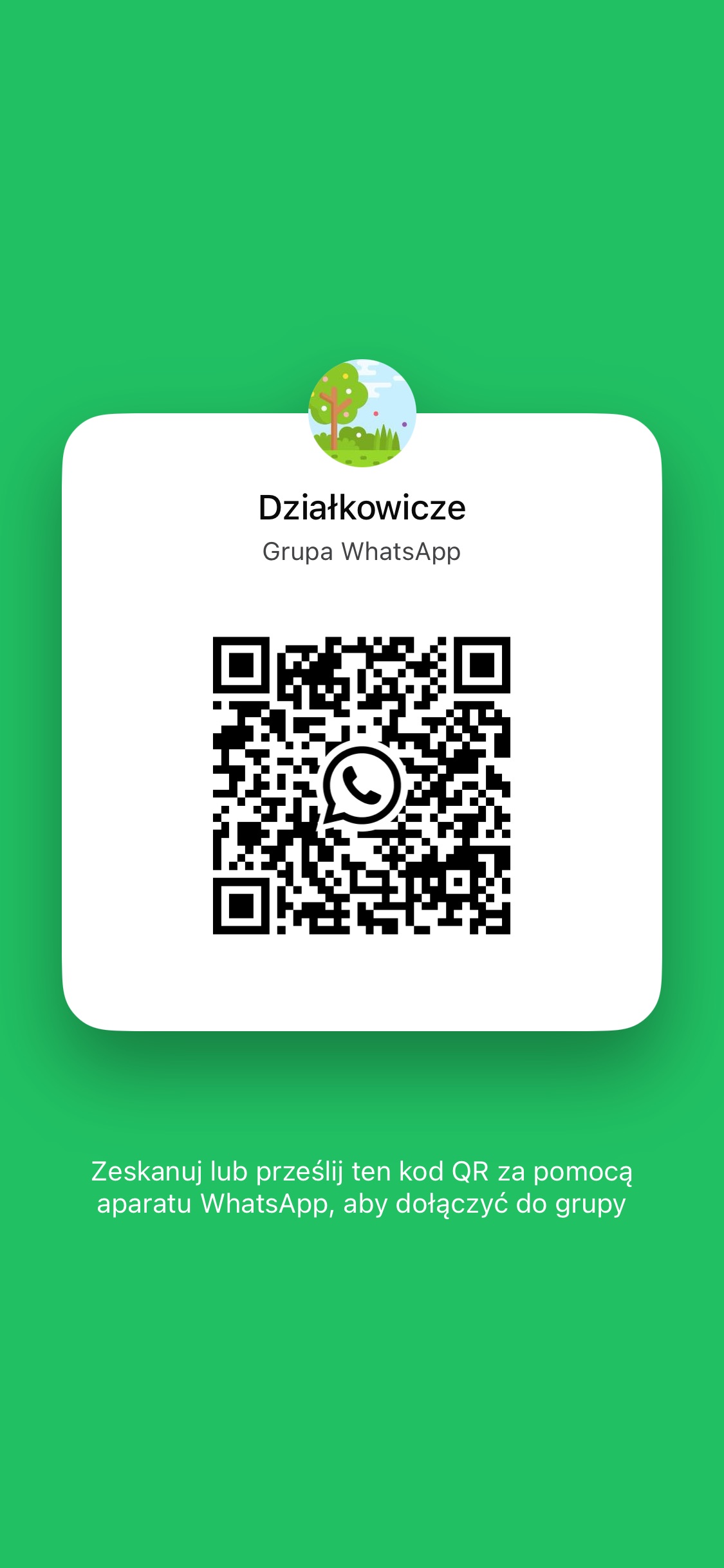 Kod QR do grupy WhatsApp ogródków Montinowiec
